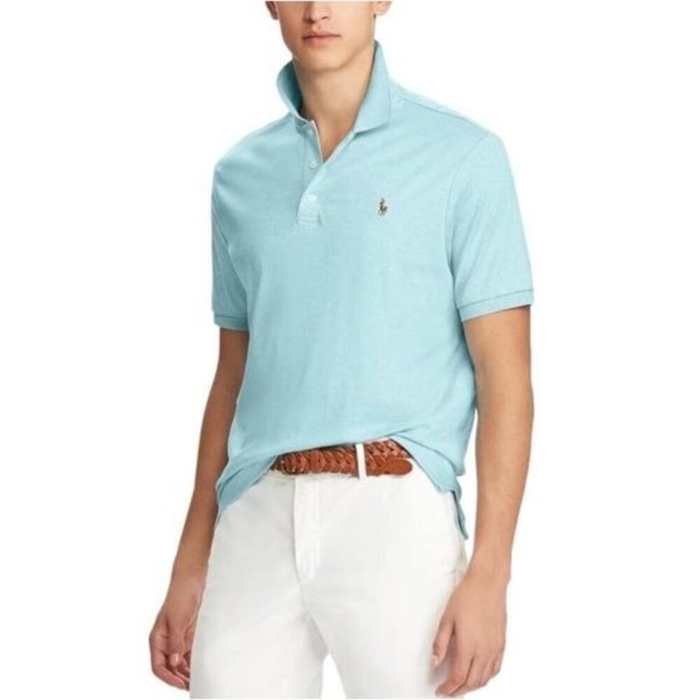 POLO RALPH LAUREN Men's Classic Fit  Cotton Short Sleeve Polo Shirt Blue ‎ XXL